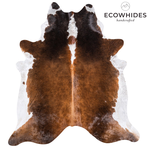Brazilian Chocolate and White Cowhide Rug Size 7'11" L x 7'3" W 5736