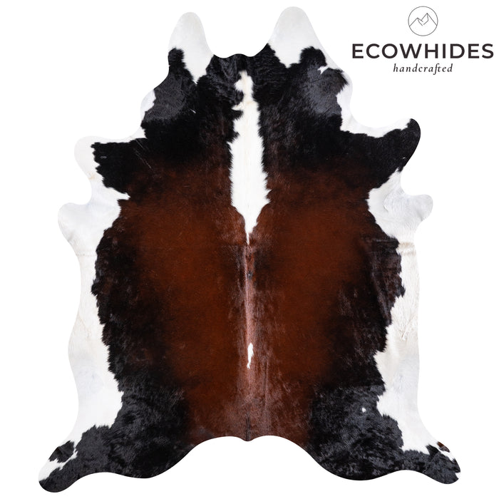 Brazilian Chocolate and White Cowhide Rug Size 8'5" L x 7'5" W 5738