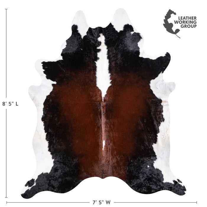 Brazilian Chocolate and White Cowhide Rug Size 8'5" L x 7'5" W 5738