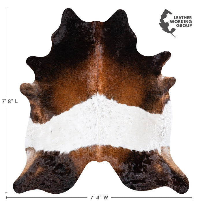 Brazilian Chocolate and White Cowhide Rug Size 7'8" L x 7'4" W 5743