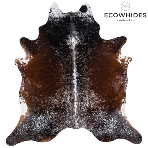 Brazilian Chocolate and White Cowhide Rug Size 8'2" L x 7'9" W 5747