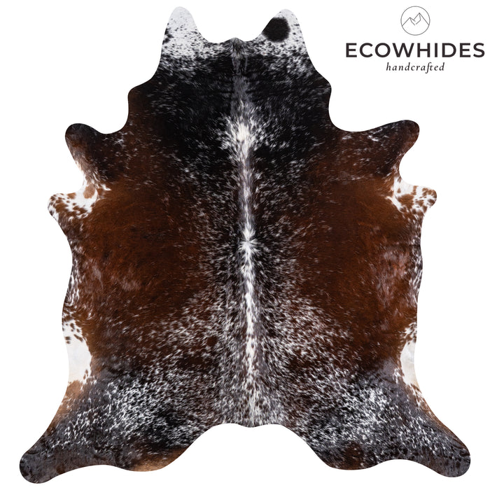 Brazilian Chocolate and White Cowhide Rug Size 8'2" L x 7'9" W 5747