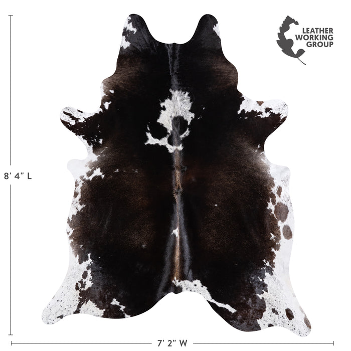 Brazilian Chocolate and White Cowhide Rug Size 8'4" L x 7'2" W 5749