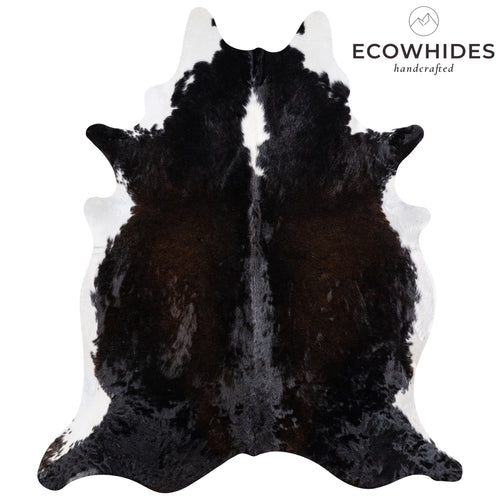 Brazilian Chocolate and White Cowhide Rug Size 8'0" L x 7'0" W 5750