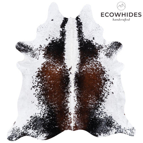 Brazilian Chocolate and White Cowhide Rug Size 8'0" L x 7'6" W 5751