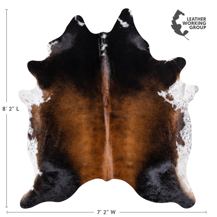 Brazilian Chocolate and White Cowhide Rug Size 8'3" L x 7'2" W 5757