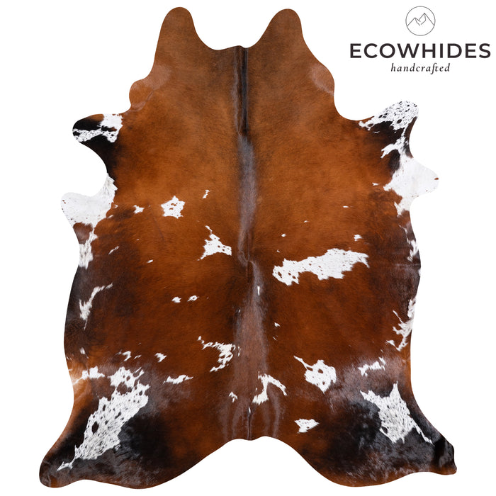 Brazilian Chocolate and White Cowhide Rug Size 7'11" L x 7'0" W 5758