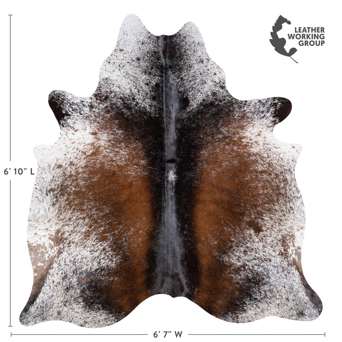 Brazilian Brown Salt and Pepper Cowhide Rug Size 6'10" L x 6'3" W 5762