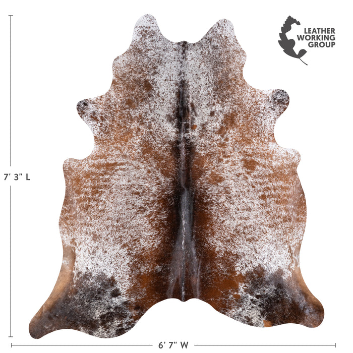 Brazilian Brown Salt and Pepper Cowhide Rug Size 7'3" L x 6'7" W 5771