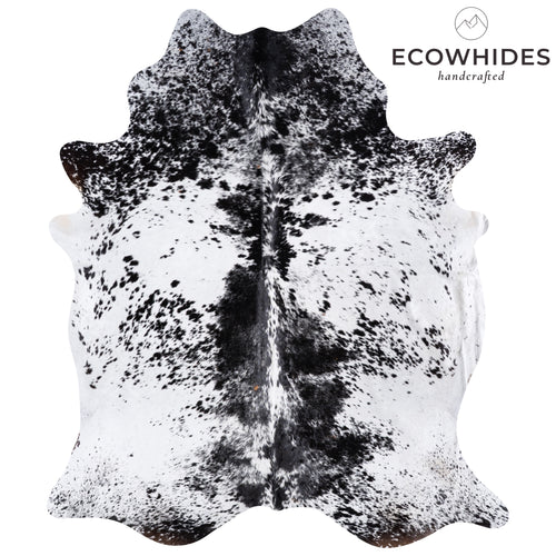 Brazilian Black Salt and Pepper Cowhide Rug Size 8'3" L x 7'0" W 5785