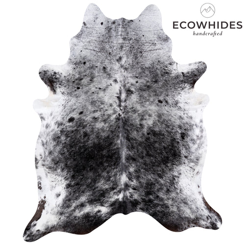 Brazilian Black Salt and Pepper Cowhide Rug Size 8'0" L x 6'7" W 5786