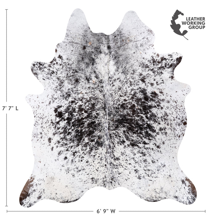 Brazilian Black Salt and Pepper Cowhide Rug Size 7'7" L x 6'9" W 5787