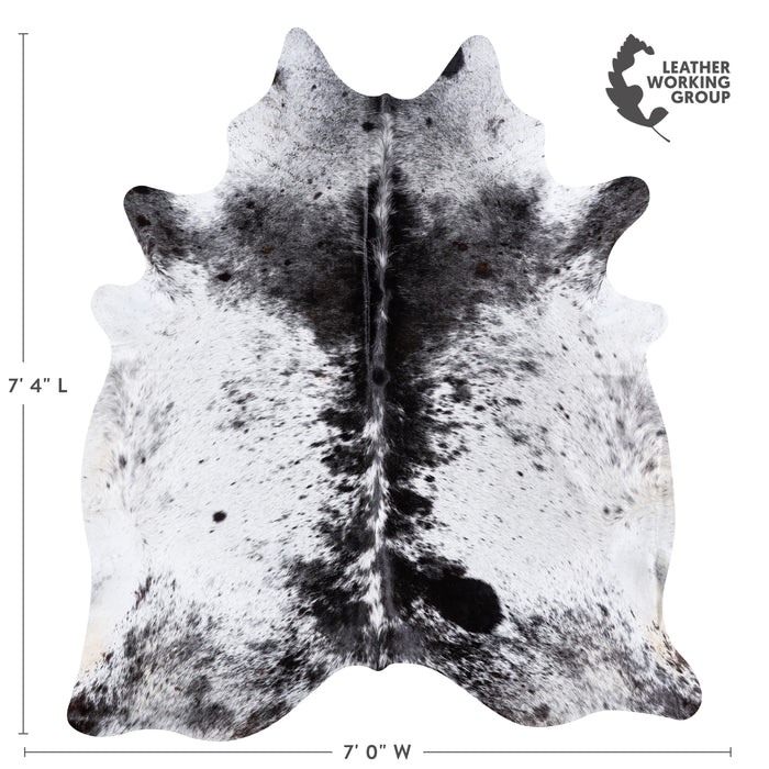 Brazilian Black Salt and Pepper Cowhide Rug Size 7'9" L x 7'0" W 5788