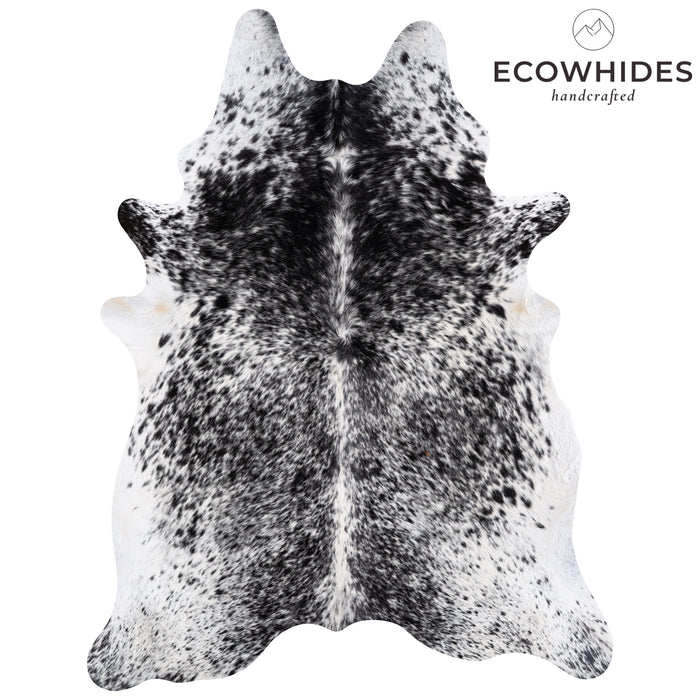 Brazilian Black Salt and Pepper Cowhide Rug Size 8'5" L x 6'6" W 5789