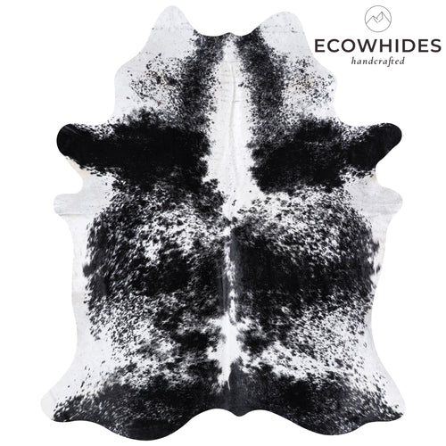 Brazilian Black Salt and Pepper Cowhide Rug Size 7'8" L x 6'5" W 5791