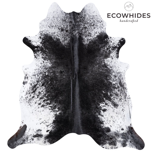 Brazilian Black Salt and Pepper Cowhide Rug Size 7'10" L x 7'2" W 5792