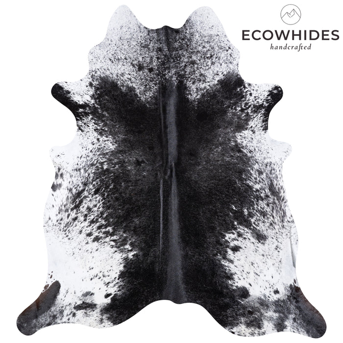 Brazilian Black Salt and Pepper Cowhide Rug Size 7'10" L x 7'2" W 5792