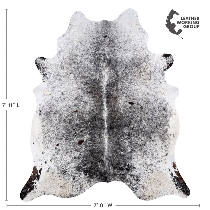 Brazilian Black Salt and Pepper Cowhide Rug Size 7'11" L x 7'0" W 5795