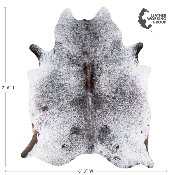 Brazilian Black Salt and Pepper Cowhide Rug Size 7'6" L x 6'3" W 5796