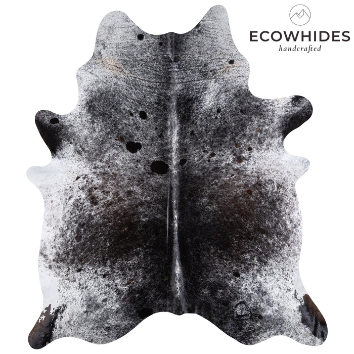 Brazilian Black Salt and Pepper Cowhide Rug Size 7'8" L x 6'10" W 5797