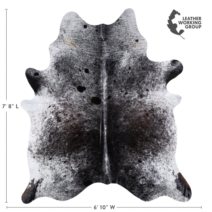 Brazilian Black Salt and Pepper Cowhide Rug Size 7'8" L x 6'10" W 5797