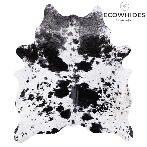 Brazilian Black Salt and Pepper Cowhide Rug Size 7'6" L x 6'5" W 5798