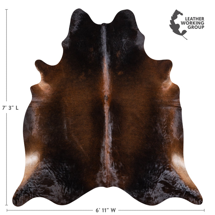 Brazilian Mahogany Cowhide Rug Size 7'3" L x 6'11" W 5911