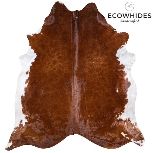 Brazilian Brown and White Cowhide Rug Size 7'7" L x 6'11" W 5912