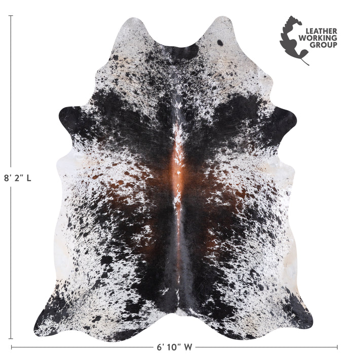 Brazilian Black Salt and Pepper Cowhide Rug Size 8'2" L x 6'10" W 5916