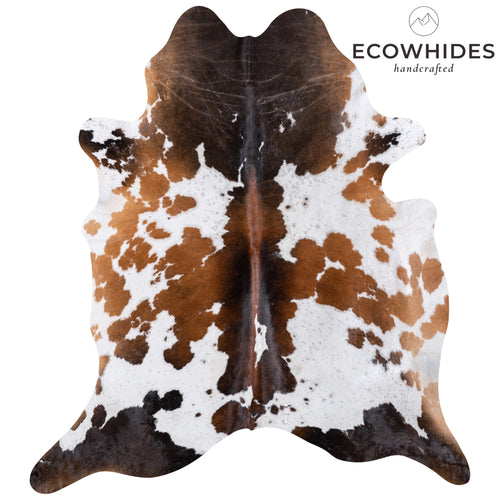 Brazilian Chocolate and White Cowhide Rug Size 7'10" L x 7'1" W 5919