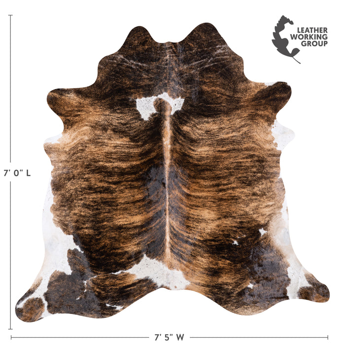 Brazilian Brindle White Belly Cowhide Rug Size 7'0" L x 7'5" W 5922