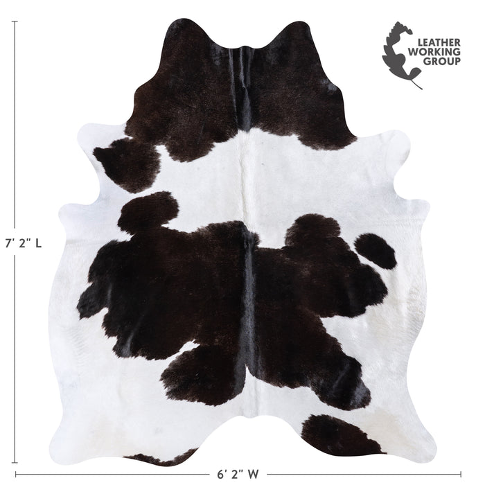 Brazilian Black and White Cowhide Rug Size 7'2" L x 6'2" W 5929