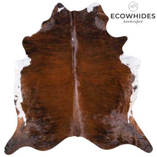 Brazilian Brindle White Belly Cowhide Rug Size 7'2" L x 7'1" W 5942