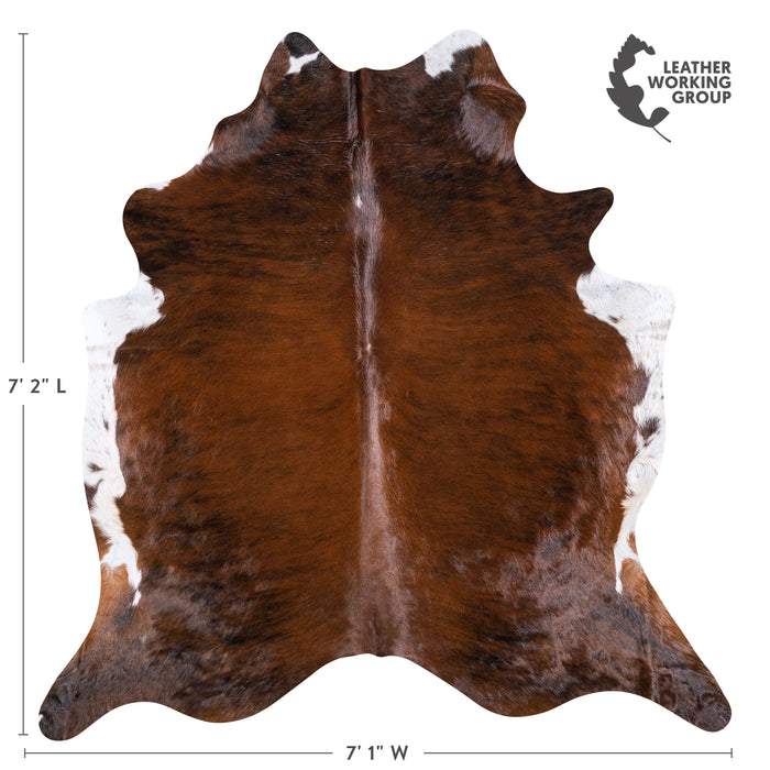 Brazilian Brindle White Belly Cowhide Rug Size 7'2" L x 7'1" W 5942