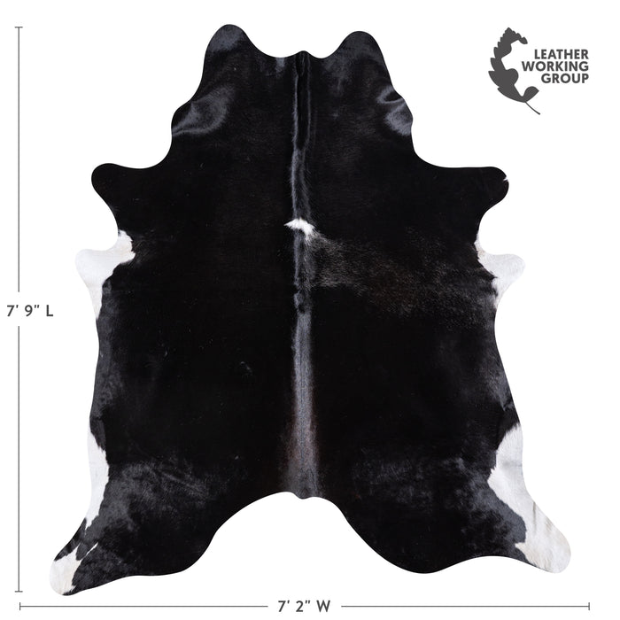 Brazilian Black and White Cowhide Rug Size 7'9" L x 7'2" W 5946