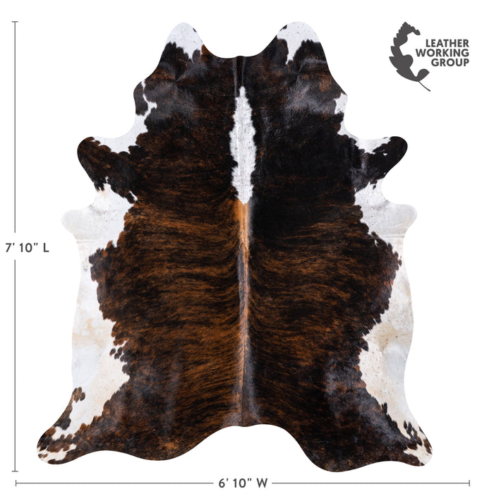 Brazilian Brindle White Belly and Backbone Cowhide Rug Size 7'10" L x 6'10" W 5958