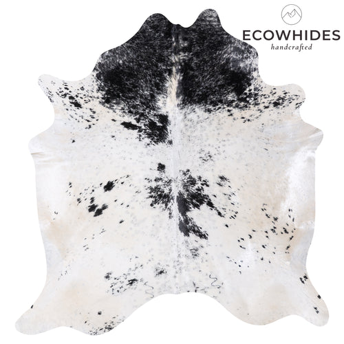 Brazilian Black Salt and Pepper Cowhide Rug Size 7'0" L x 6'8" W 5960