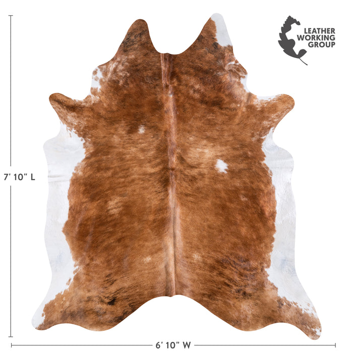 Brazilian Brindle White Belly Cowhide Rug Size 7'10" L x 6'10" W 5964