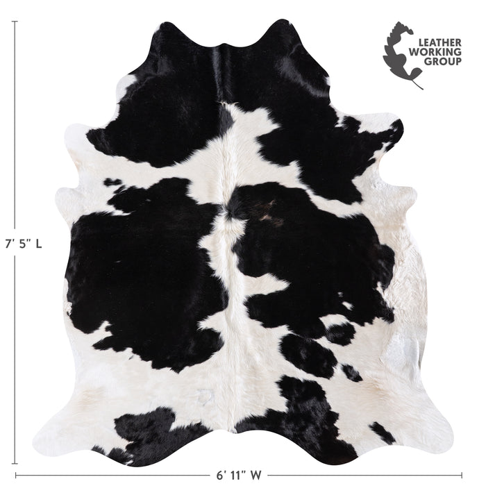 Brazilian Black and White Cowhide Rug Size 7'5" L x 6'11" W 5967