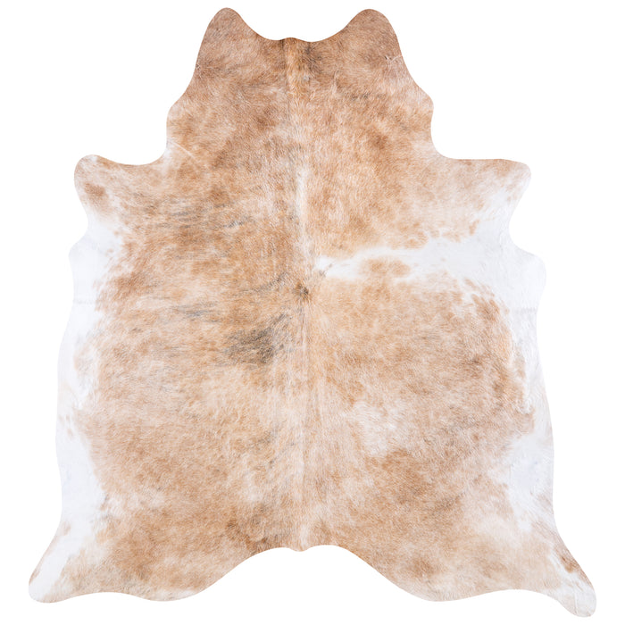 Brazilian Palomino and White Cowhide Rug Size 7'5" L x 6'11" W 5982