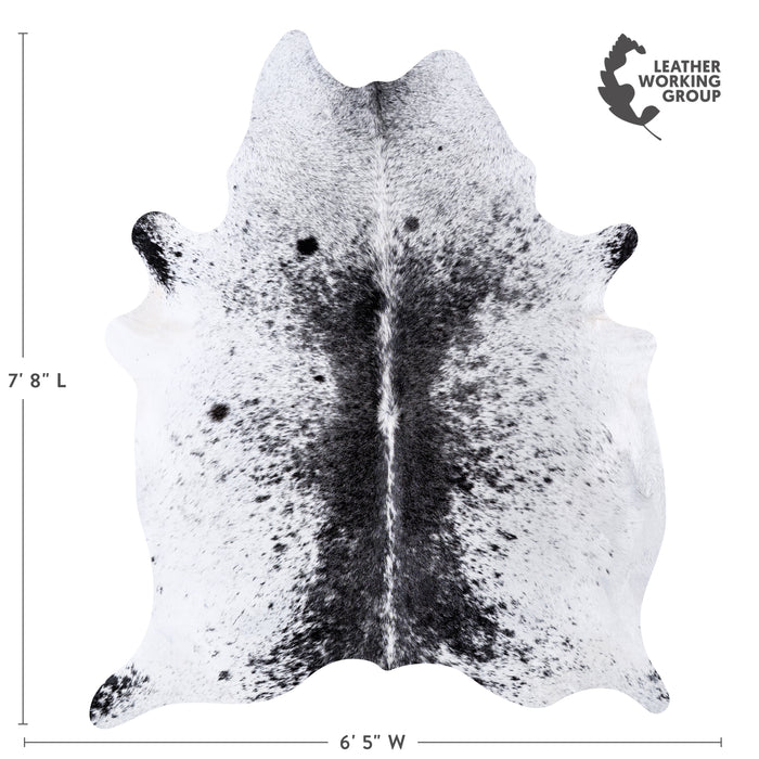 Brazilian Black Salt and Pepper Cowhide Rug Size 7'8" L x 6'5" W 5984