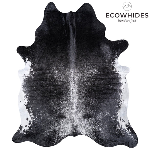 Brazilian Black Salt and Pepper Cowhide Rug Size 7'6" L x 6'5" W 5985