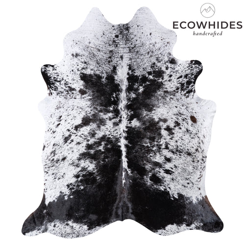 Brazilian Black Salt and Pepper Cowhide Rug Size 7'4" L x 6'4" W 5987