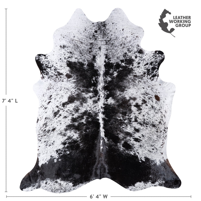 Brazilian Black Salt and Pepper Cowhide Rug Size 7'4" L x 6'4" W 5987