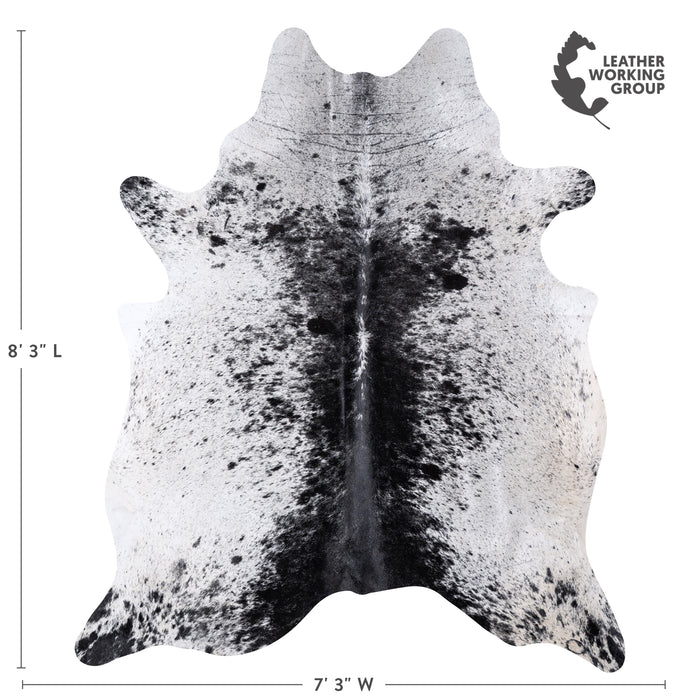 Brazilian Black Salt and Pepper Cowhide Rug Size 8'3" L x 7'3" W 5988