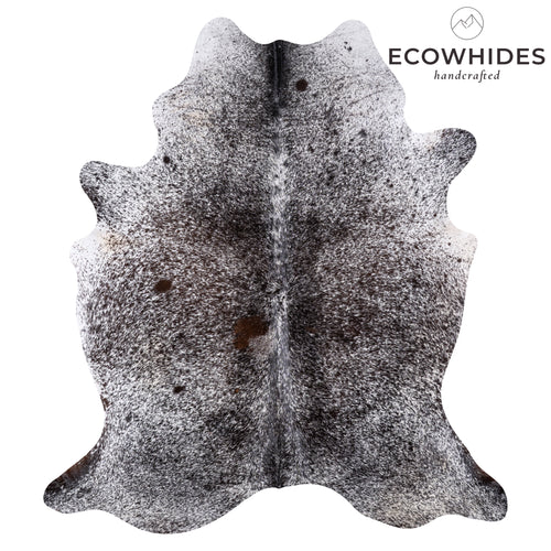 Brazilian Black Salt and Pepper Cowhide Rug Size 7'10" L x 6'11" W 5989