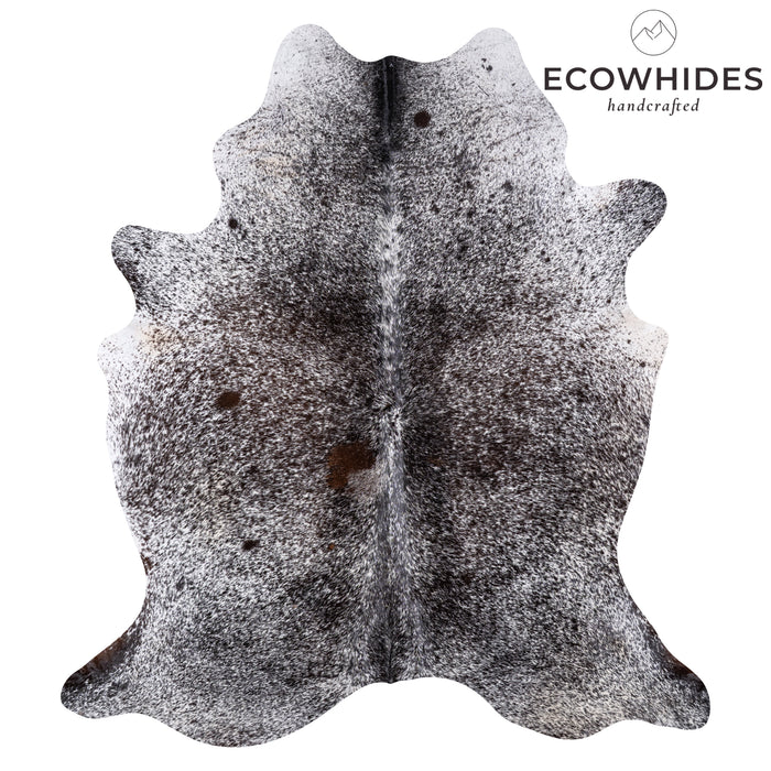 Brazilian Black Salt and Pepper Cowhide Rug Size 7'10" L x 6'11" W 5989