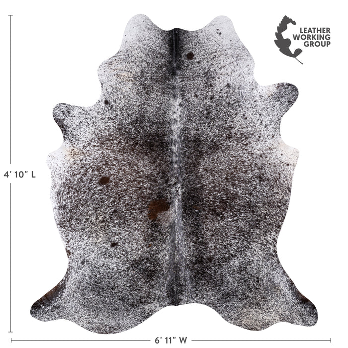 Brazilian Black Salt and Pepper Cowhide Rug Size 7'10" L x 6'11" W 5989