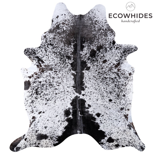 Brazilian Black Salt and Pepper Cowhide Rug Size 7'10" L x 7'1" W 5990