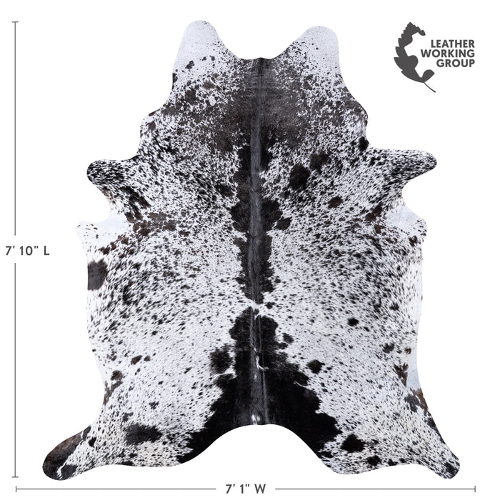 Brazilian Black Salt and Pepper Cowhide Rug Size 7'10" L x 7'1" W 5990